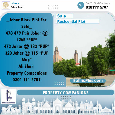 Residential Plot for Sale in Sector E - Johar Block -  Bahria Town, Lahore - (BP-163565)