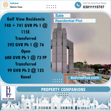 Residential Plot for Sale in Golf Phase 1 -  Bahria Town, Lahore - (BP-163570)