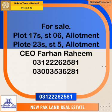 Residential Plot for Sale in Precinct 50 -  Bahria Town, Karachi - (BP-163604)