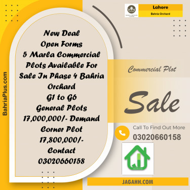 Commercial Plot for Sale in Phase 4 - G1 Block -  Bahria Orchard, Lahore - (BP-163642)