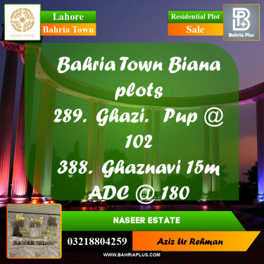 Residential Plot for Sale in Sector F - Ghazi Block -  Bahria Town, Lahore - (BP-163676)