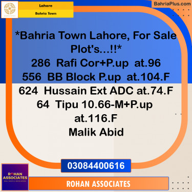 Residential Plot for Sale in Sector E - Rafi Block -  Bahria Town, Lahore - (BP-163686)