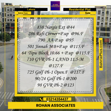 Residential Plot for Sale in Sector C - Nargis/Hussain Ext. -  Bahria Town, Lahore - (BP-163692)