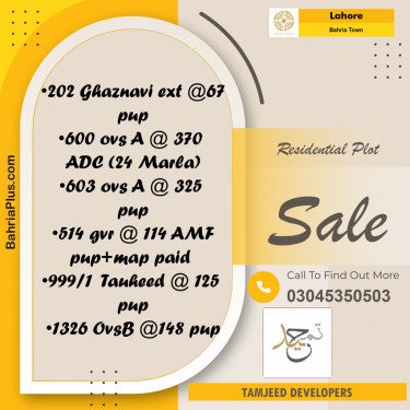 Residential Plot for Sale in Sector F - Ghaznavi Ext. Block -  Bahria Town, Lahore - (BP-163693)