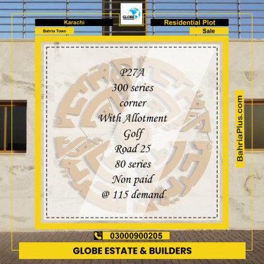 500 Sq. Yards Residential Plot for Sale in Precinct 27-A -  Bahria Town, Karachi - (BP-163695)