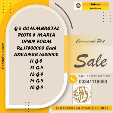Commercial Plot for Sale in Phase 4 - G5 Commercial -  Bahria Orchard, Lahore - (BP-163701)