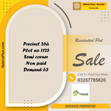 125 Sq. Yards Residential Plot for Sale in Precinct 26A -  Bahria Town, Karachi - (BP-163719)