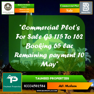 Commercial Plot for Sale in Phase 4 - G3 Commercial -  Bahria Orchard, Lahore - (BP-163753)