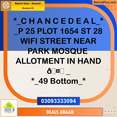 125 Sq. Yards Residential Plot for Sale in Precinct 25 -  Bahria Town, Karachi - (BP-163762)