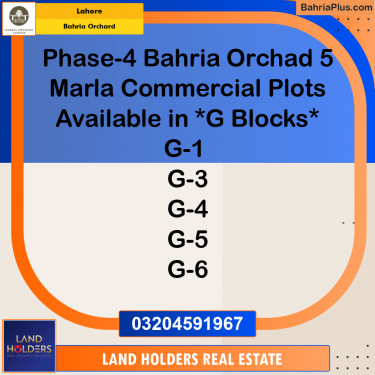 Commercial Plot for Sale in Phase 4 - G1 Block -  Bahria Orchard, Lahore - (BP-163781)