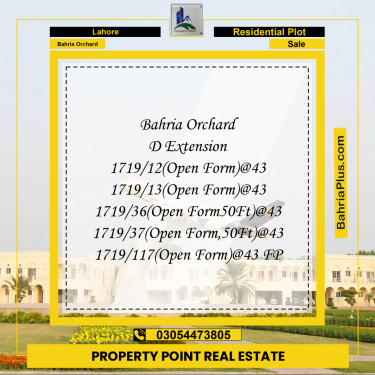 Residential Plot for Sale in Phase 2 - D Block -  Bahria Orchard, Lahore - (BP-163800)