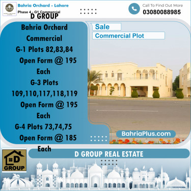 Commercial Plot for Sale in Phase 4 - G1 Commercial -  Bahria Orchard, Lahore - (BP-163866)