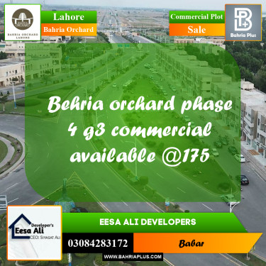 Commercial Plot for Sale in Phase 4 - G3 Block -  Bahria Orchard, Lahore - (BP-163911)