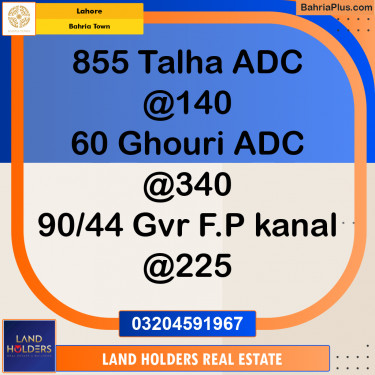 Residential Plot for Sale in Sector F - Talha Block -  Bahria Town, Lahore - (BP-163913)