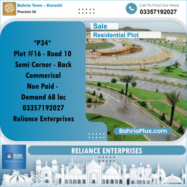 250 Sq. Yards Residential Plot for Sale in Precinct 34 -  Bahria Town, Karachi - (BP-163921)