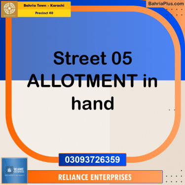 Residential Plot for Sale in Precinct 40 -  Bahria Town, Karachi - (BP-163931)