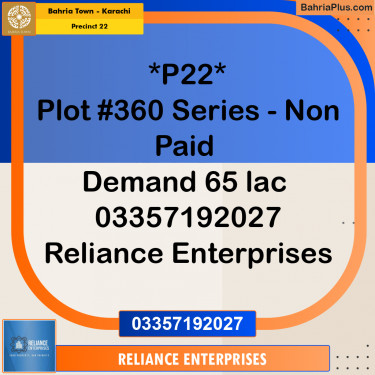 250 Sq. Yards Residential Plot for Sale in Precinct 22 -  Bahria Town, Karachi - (BP-163942)