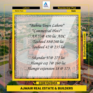 Residential Plot for Sale in Sector D - AA Block -  Bahria Town, Lahore - (BP-163964)