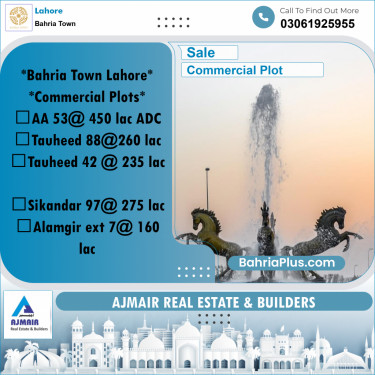 Commercial Plot for Sale in Sector D - AA Block -  Bahria Town, Lahore - (BP-163965)