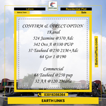 Residential Plot for Sale in Sector C - Jasmine Block -  Bahria Town, Lahore - (BP-164025)