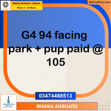 Residential Plot for Sale in Phase 4 - G4 Block -  Bahria Orchard, Lahore - (BP-164033)