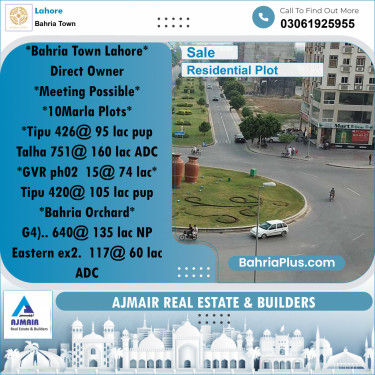 Residential Plot for Sale in Sector F - Tipu Sultan Block -  Bahria Town, Lahore - (BP-164039)