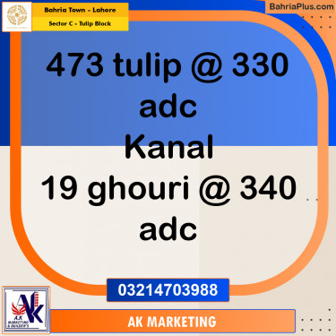 Residential Plot for Sale in Sector C - Tulip Block -  Bahria Town, Lahore - (BP-164075)