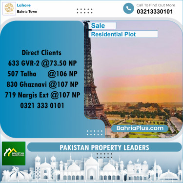 Residential Plot for Sale in Sector F - Talha Block -  Bahria Town, Lahore - (BP-164088)
