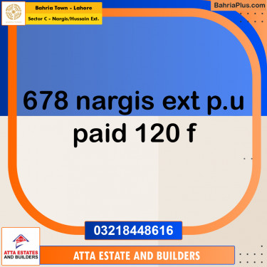 Residential Plot for Sale in Sector C - Nargis/Hussain Ext. -  Bahria Town, Lahore - (BP-164126)