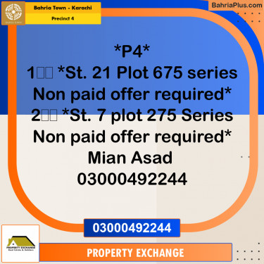 500 Sq. Yards Residential Plot for Sale in Precinct 4 -  Bahria Town, Karachi - (BP-164127)