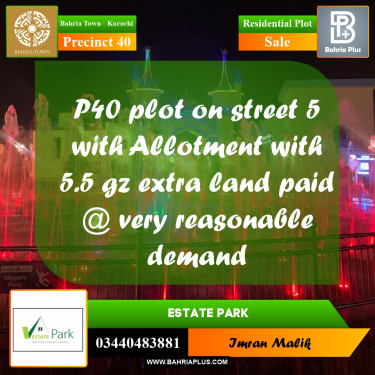 Residential Plot for Sale in Precinct 40 -  Bahria Town, Karachi - (BP-164129)