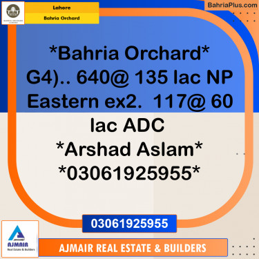 Residential Plot for Sale in Phase 4 - G4 Block -  Bahria Orchard, Lahore - (BP-164146)