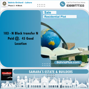 Residential Plot for Sale in Phase 2 - N Block -  Bahria Orchard, Lahore - (BP-164151)