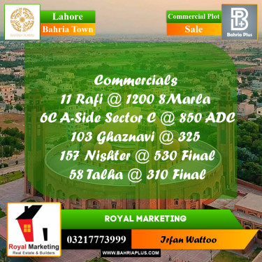 Commercial Plot for Sale in Sector E - Rafi Commercial -  Bahria Town, Lahore - (BP-164199)