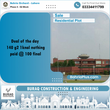 Residential Plot for Sale in Phase 4 - G2 Block -  Bahria Orchard, Lahore - (BP-164314)