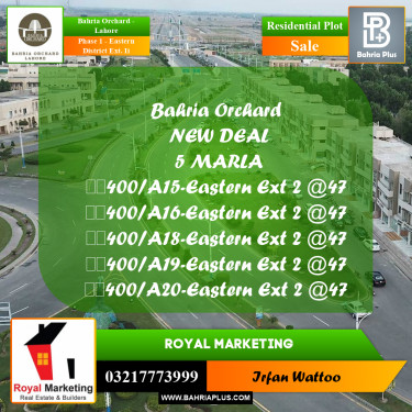 Residential Plot for Sale in Phase 1 - Eastern District Ext. II -  Bahria Orchard, Lahore - (BP-164328)