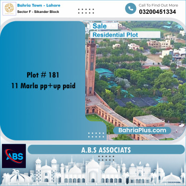 Residential Plot for Sale in Sector F - Sikander Block -  Bahria Town, Lahore - (BP-164352)