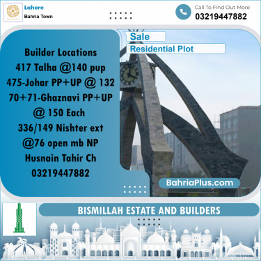 Residential Plot for Sale in Sector F - Talha Block -  Bahria Town, Lahore - (BP-164373)