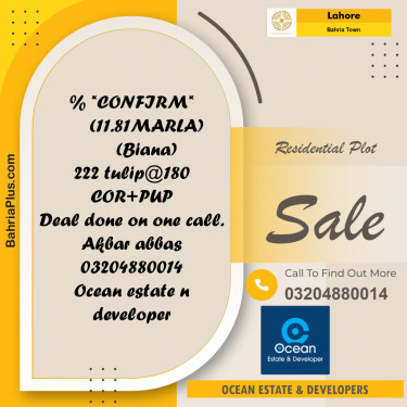 Residential Plot for Sale in Sector C - Tulip Block -  Bahria Town, Lahore - (BP-164407)