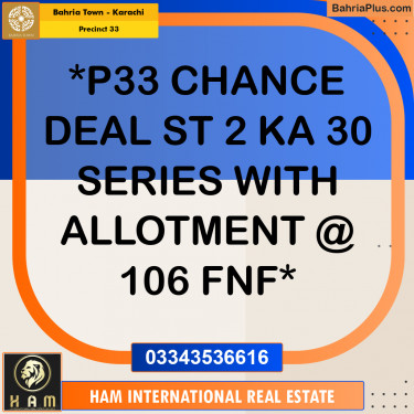 Residential Plot for Sale in Precinct 33 -  Bahria Town, Karachi - (BP-164412)
