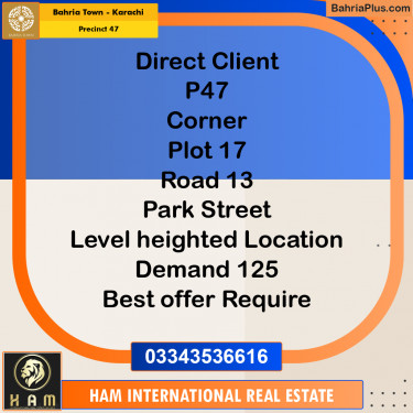 250 Sq. Yards Residential Plot for Sale in Precinct 47 -  Bahria Town, Karachi - (BP-164418)