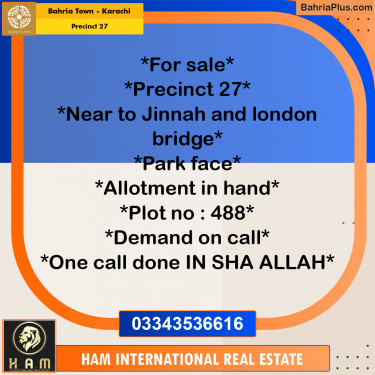 Residential Plot for Sale in Precinct 27 -  Bahria Town, Karachi - (BP-164419)