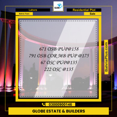 Residential Plot for Sale in Overseas B -  Bahria Town, Lahore - (BP-164512)