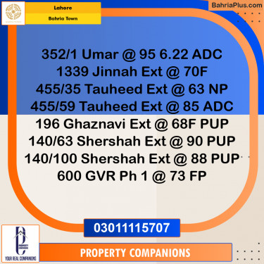 Residential Plot for Sale in Sector B - Umer Block -  Bahria Town, Lahore - (BP-164561)
