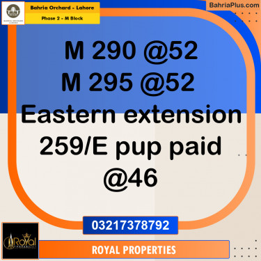 Residential Plot for Sale in Phase 2 - M Block -  Bahria Orchard, Lahore - (BP-164576)