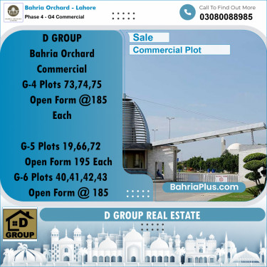 Commercial Plot for Sale in Phase 4 - G4 Commercial -  Bahria Orchard, Lahore - (BP-164597)