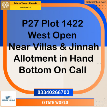 Residential Plot for Sale in Precinct 27 -  Bahria Town, Karachi - (BP-164609)