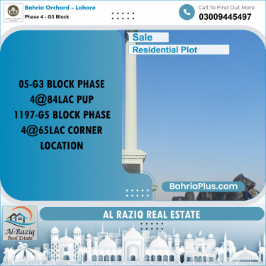 Residential Plot for Sale in Phase 4 - G3 Block -  Bahria Orchard, Lahore - (BP-164611)