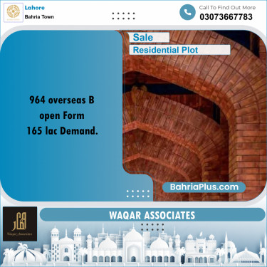 Residential Plot for Sale in Overseas B -  Bahria Town, Lahore - (BP-164628)