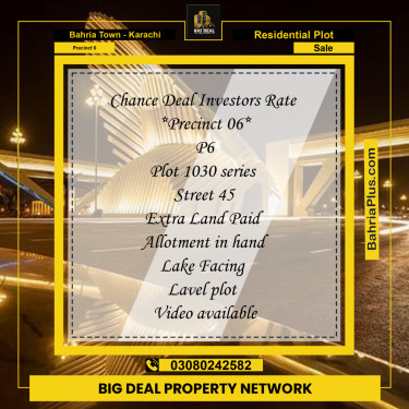 250 Sq. Yards Residential Plot for Sale in Precinct 6 -  Bahria Town, Karachi - (BP-164662)